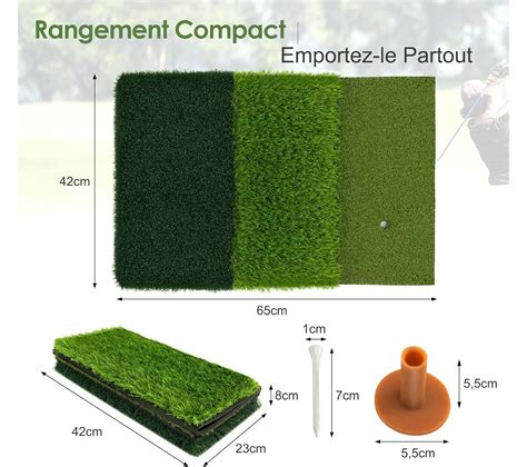 Tapis De Golf 3 En 1 Tapis De Frappe De Golf Avec Gazon Synthétique