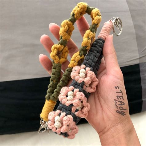 DIY Pattern Wristlet Keychain Macrame Flower Video Tutorial Etsy