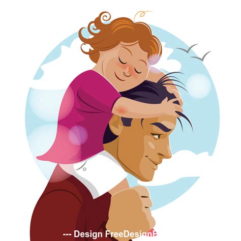 Father and daughter cartoon illustration vector free download