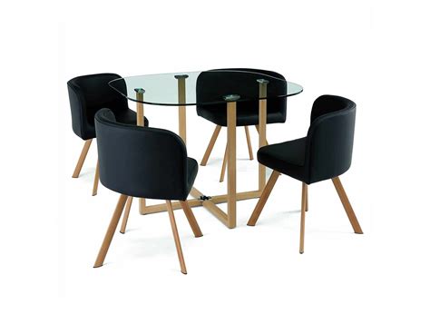 Ensemble Table Chaises Encastrables Noires Flen Dip