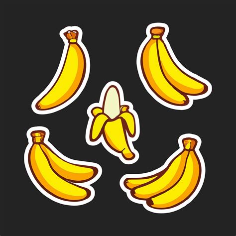 Banana Set Sticker Cartoon Style. Banana icon set. 15923248 Vector Art at Vecteezy