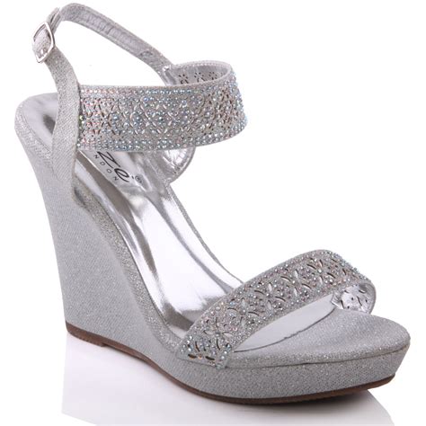 Silver Wedge Sandals Downshery