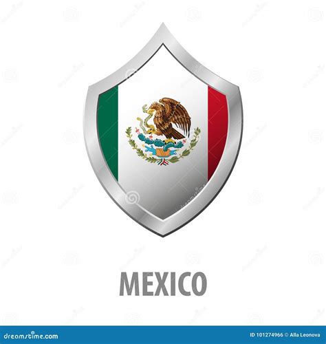 Mexico Flag On Metal Shiny Shield Illustration Stock Illustration