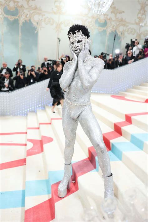 Lil Nas X Wore Nothing But A Thong And Silver Body Paint At The