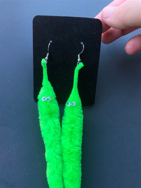 Worm Earrings Worm On A String Fuzzy Worms Etsy