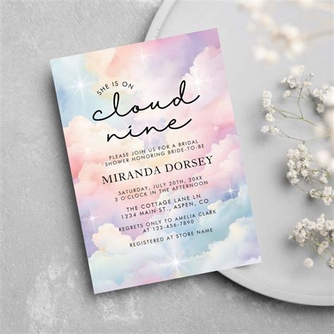 She S On Cloud Nine Dreamy Stars Bridal Shower Invitation Zazzle In