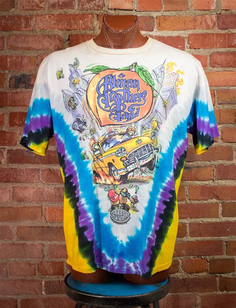 Vintage Allman Brothers Band Nyc Tie Dye Concert T Shirt 1998 Xl Black Shag Vintage