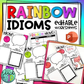 Color IDIOM Worksheets | Idioms worksheets by Teach and Sip | TpT