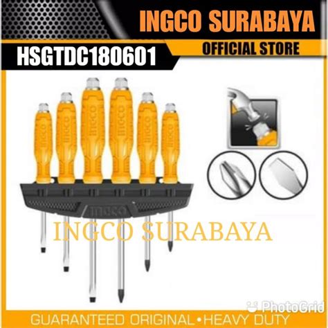 INGCO HSGTDC180601 GO THROUGH SCREWDRIVER SET 6PCS OBENG KETOK TEMBUS