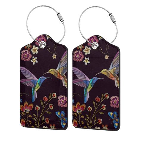 Disketp 4 Pcs Luggage Tag For Suitcase Humming Bird And Tropical