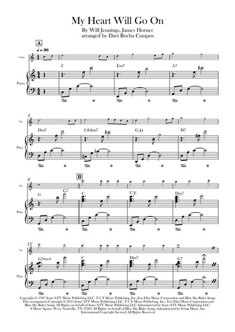 My Heart Will Go On Love Theme From Titanic By Celine Dion Chamber Music Digital Sheet