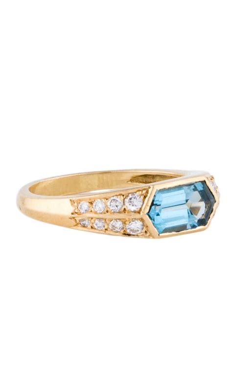 Vintage Gay Frères 18K Aquamarine Diamond Ring Gem