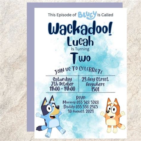 Wackadoo Birthday Party Invite, Bluey Birthday Party Invitation ...