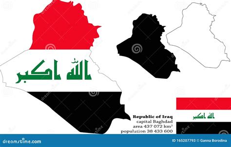 Iraq Vector Map Flag Borders Mask Capital Area And Population