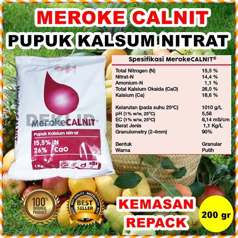 Calnit 200 Gram Kemasan Repack Pupuk Kalsium Nitrat Meroke Calcium