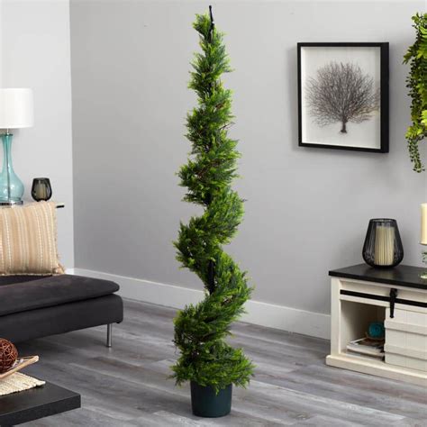 Nearly Natural Ft Artificial Cypress Spiral Topiary Tree T The