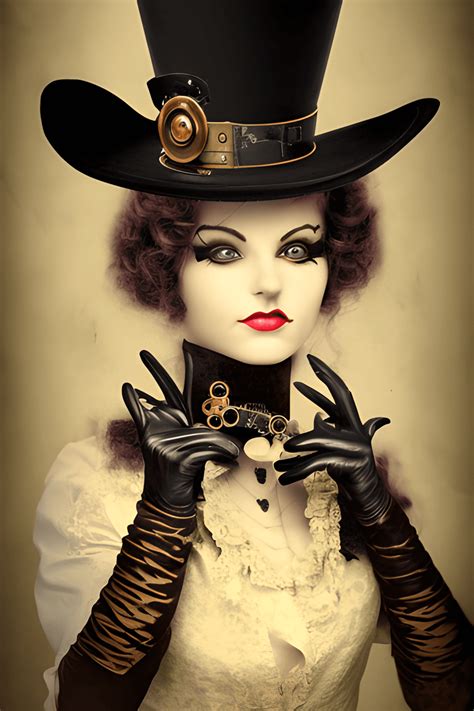 Gorgeous Black Cat Wearing Steampunk Hat And Gloves Creative Fabrica