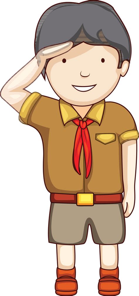 Cute Little Boy In Scout Uniform And Saluting 24332848 Vector Art At