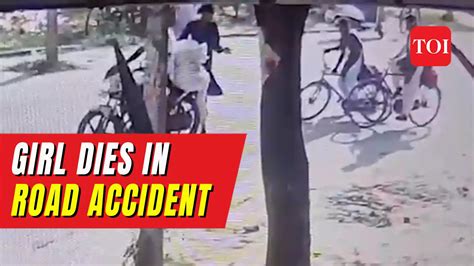 Cctv 17 Yr Old Girl Falls From Bicycle After Miscreants Pull Her Dupatta Ran Over By