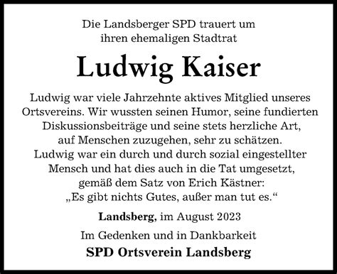 Traueranzeigen Von Ludwig Kaiser Augsburger Allgemeine Zeitung