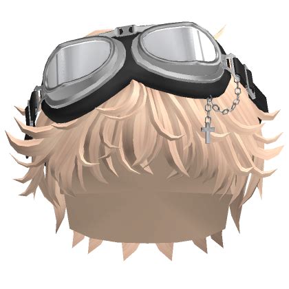 Blonde Messy Hair With Punk Goggles White Roblox