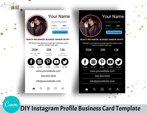 Diy Instagram Profile Business Cards Canva Template Business Etsy