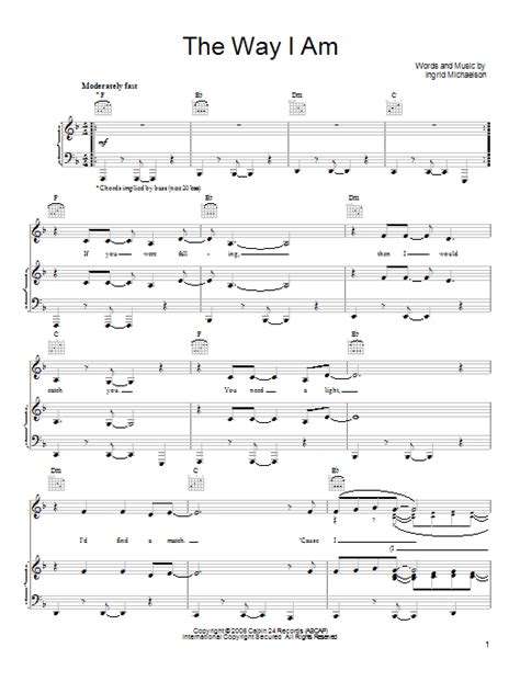 The Way I Am Sheet Music Direct