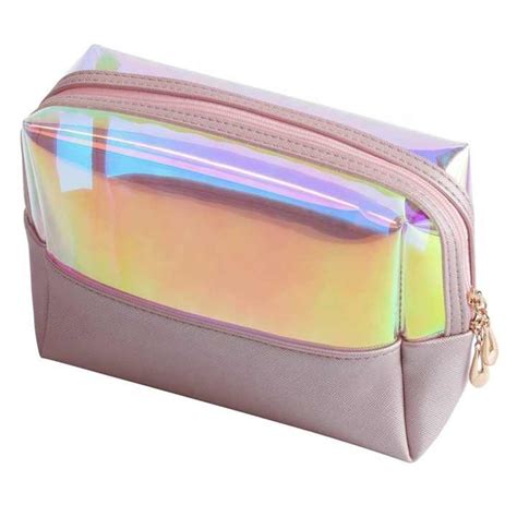 Waterproof Iridescent Holographic Pouch Pvc Pu Travel Makeup Toiletry