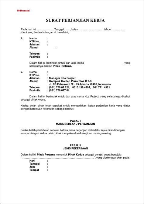 Contoh Surat Kesepakatan Kerja Karyawan Ahass Surat Lamaran Kerja