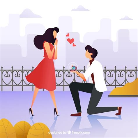 Ilustración Propuesta Matrimonio Vector Gratis