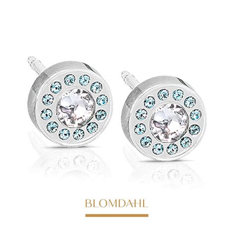 Blomdahl Kolczyki Hipoalergiczne Pm Brilliance Halo Aquamarine Crystal