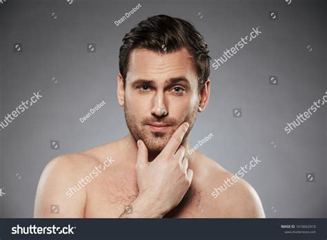 Close Portrait Half Naked Bearded Man Stock Photo 1018662910 Shutterstock