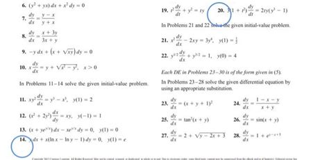 Solved 6 Y2 Yx Dx X2dy 0 19 T2dtdy Y2 Ty 7 Dxdy Y Xy−x