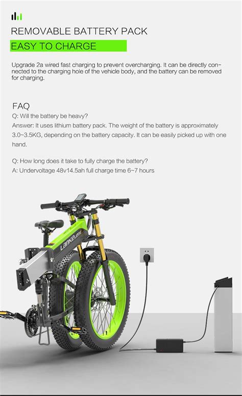 LANKELEISI T750 Plus Big Fork Electric Bike 14 5Ah Battery Green