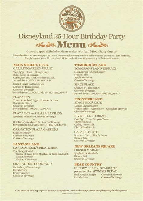 Disneyland Hotel Room Service Menu Bestroomone