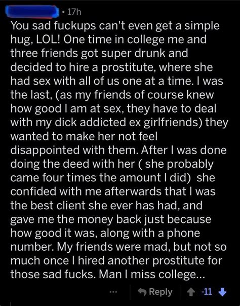 Prostitute Gives Man A Refund Because Hes Good At Sex Rthathappened