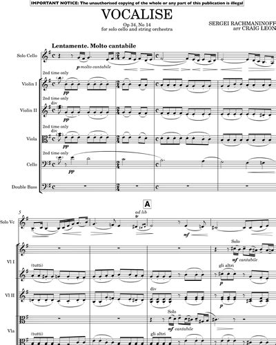 Vocalise Op 34 No 14 Viola Sheet Music By Sergei Rachmaninoff Nkoda