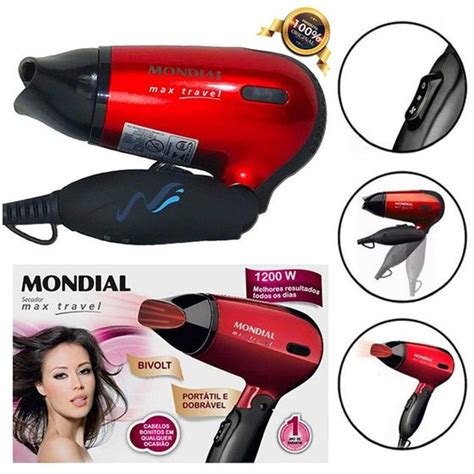 Secador De Cabelo Mondial Max Travel Sc Vermelho E Preto V V