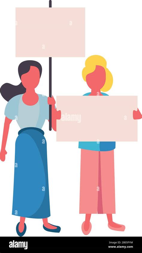 Women Holding Banners Stock Vector Images Alamy