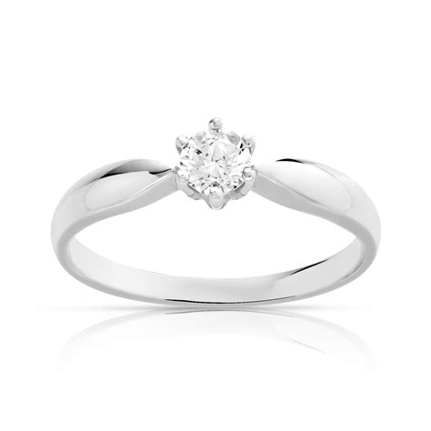 Bague Solitaire Or Blanc Diamant E De Carat Femme