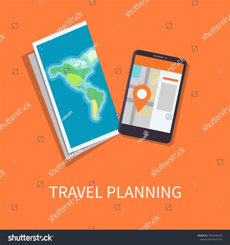 Travel Planning Poster Headline Different Maps 스톡 벡터(로열티 프리) 1092580100 ...