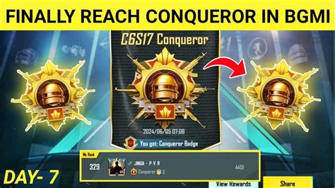 DAY 7 FINALLY REACH CONQUEROR IN BGMI C6S17 DUO CONQUEROR RANK