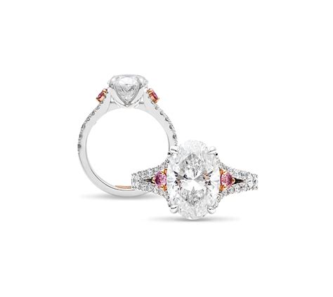 Oval Engagement Ring With Pink Diamond Side Stones | Rohan Jewellers Perth