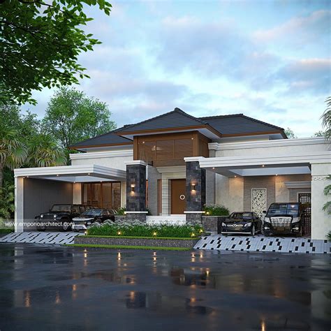 Desain Tampak Depan Rumah Villa Bali Lantai Bapak Wyu Di Tangerang