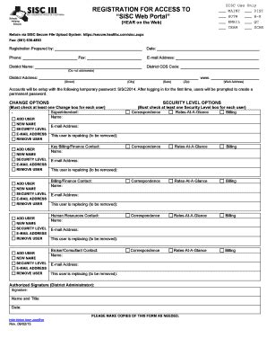 Fillable Online Sisc Kern Registration For Access To Sisc Web Portal