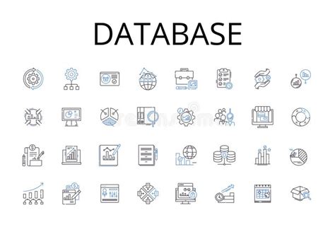 Database Line Icons Collection Data Storage System Data Management