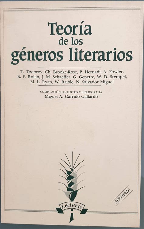 Teoría de los géneros literarios Separata de Garrido Gallardo Miguel