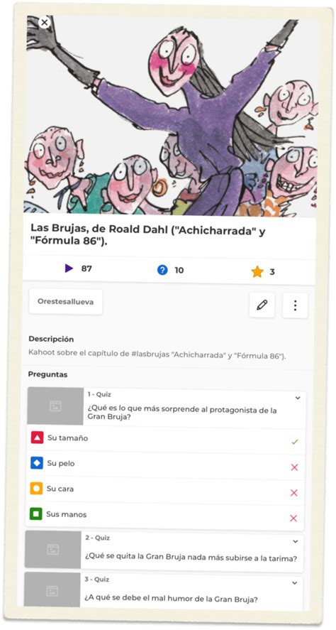 Proyecto De Lectura Las Brujas De Roald Dahl Del Pupitre A Las