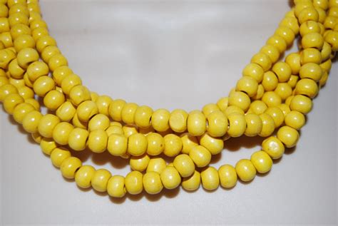 Yellow Wood Statement Necklace Yellow Beaded Necklace Bold Etsy