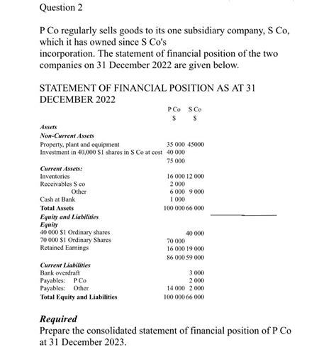 Solved P Co Regularly Sells Goods To Its One Subsidiary Chegg